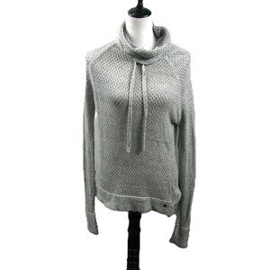 Prana Gray Open Knit Cowl Neck Sweater Size Small